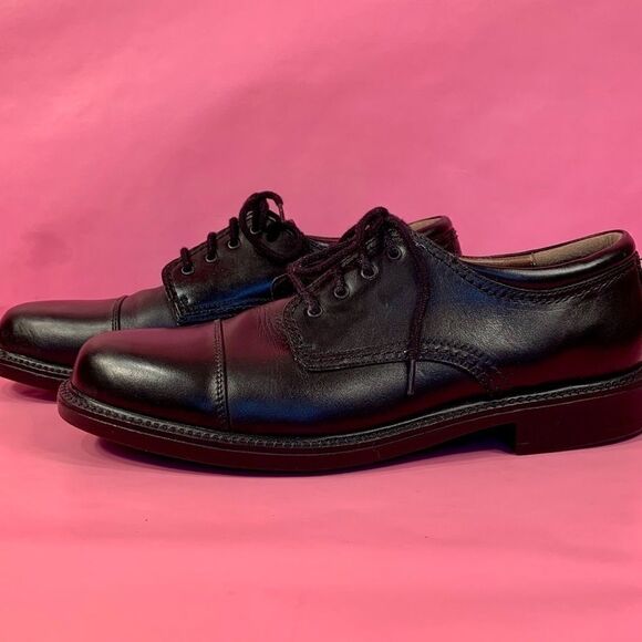 MENS BLACK LEATHER DOCKERS TIE UP SHOES 10M main image 4